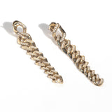 14k Gold Tapered Curb Chain Pave Diamond Earrings