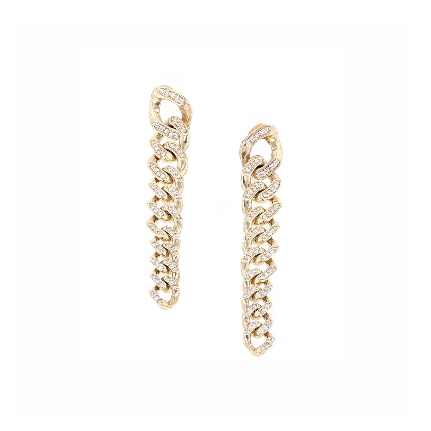 PAVE CURB CHAIN EARRING - GOLD