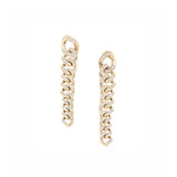 14k Gold Tapered Curb Chain Pave Diamond Earrings