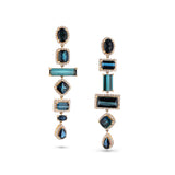 14k London Blue Topaz Geometric Drop Earrings "One of a Kind"