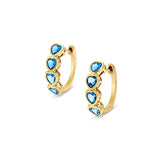 14k London Blue Topaz Heart Huggie Earrings