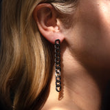 14k Black and White Diamond Curb Chain Earrings