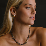 14k Black Diamond Link Necklace with 14k White Diamond Link - 18"