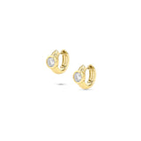 14k Bezel Set Diamond Huggie Earrings