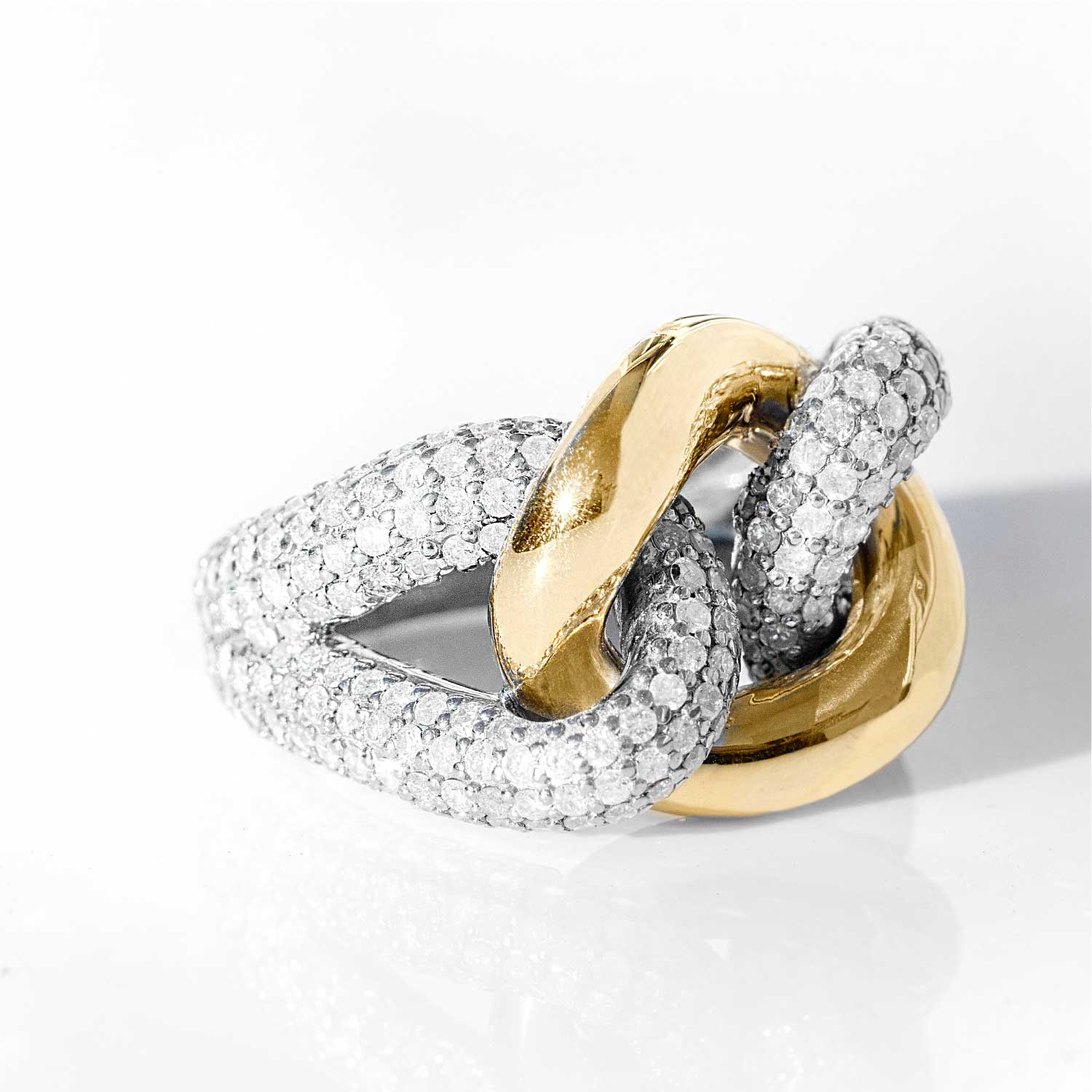 14k Gold and Sterling Silver Diamond Love Knot Ring from the Women's Ring Collection.