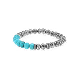 Mr. LOWE Turquoise & Silver Bead Bracelet with Diamond Rondelle - 8mm