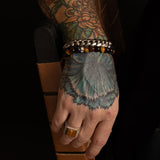 Men's Mr. LOWE Tri Color Tiger's Eye Bracelet with Silver Rondelle - 8mm