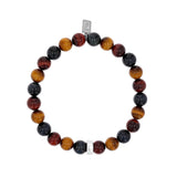 Men's Mr. LOWE Tri Color Tiger's Eye Bracelet with Silver Rondelle - 8mm