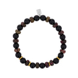 Men's Mr. LOWE Onyx & Ruby Zoisite Mix Bracelet with Brass Rondelles - 8mm