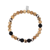 Men's Mr. LOWE Betel Nut and Lave Bracelet with Carved Skull Bead