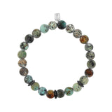 Men's Mr. LOWE African Turquoise Bracelet with Black Diamond Rondelles - 8mm