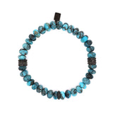 Men's Mr. LOWE Arizona Turquoise Bracelet with 7 Black Diamond Rondelles