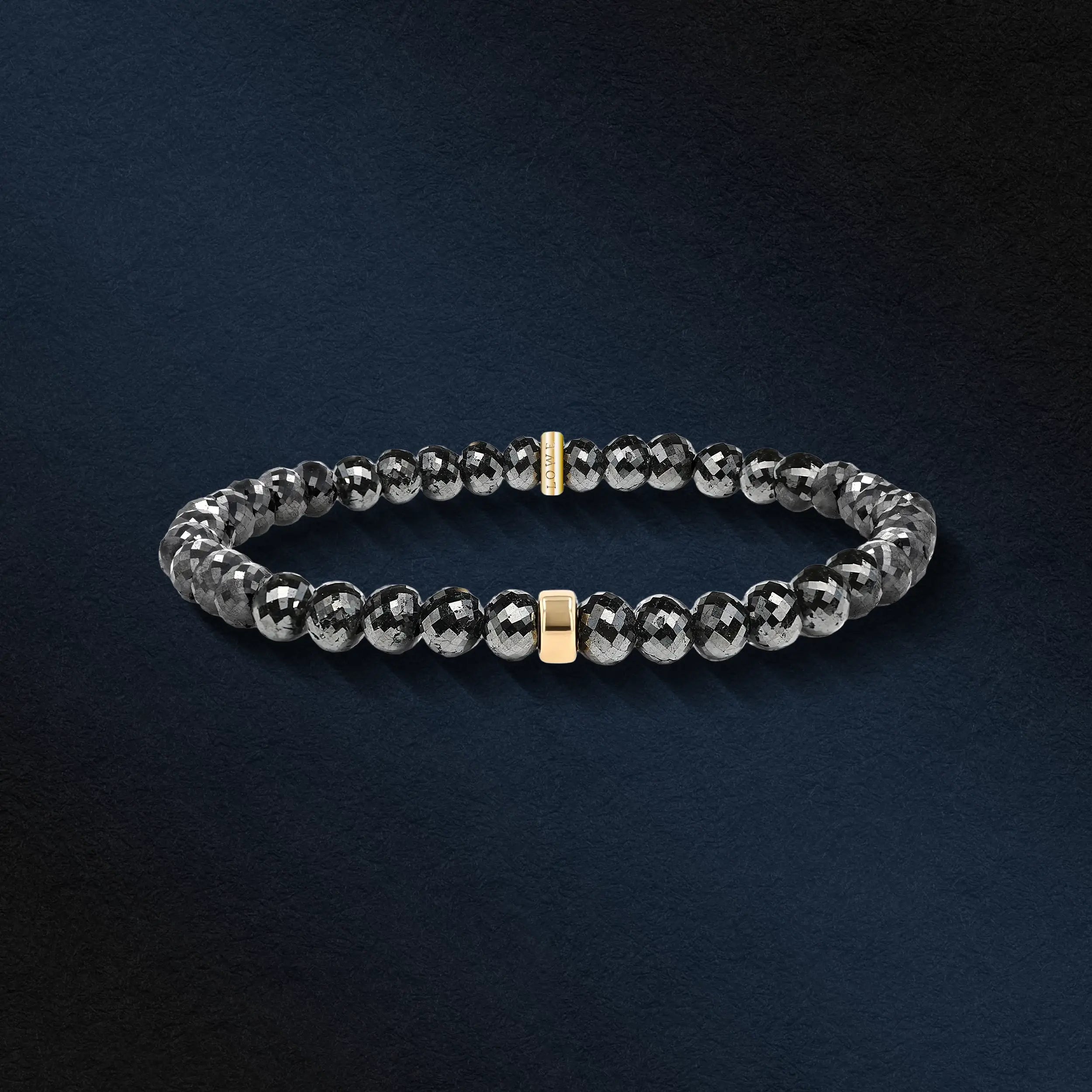 Men's LOWE Raw Black Diamond Tennis Bracelet with 14k Gold
