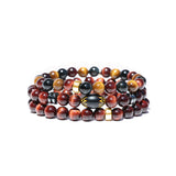 Men's Mr. LOWE Red Tiger's Eye Bracelet with African Bead - 8mm
