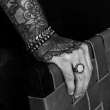 Men's Mr. LOWE St. Christopher with Black Enamel Ring