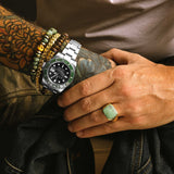 Men's Mr. LOWE 14k Variscite Bond Ring with Diamond Bezel