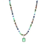 Emerald and Diamond Pendant on Montecito Nights Knotted Necklace - 30"