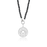 Sunrise over Stars Pendant on Spinel Knotted Necklace - 36"