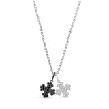 Silver and Gunmetal Diamond Bottony Crosses on Cable Chain Necklace - 34"