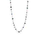 Blue Mix Gemstone Rope Necklace - 42"