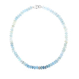 Aquamarine Ombre Knotted Necklace with Diamond Donut - 17 ¾"