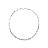 Silver Freshwater Pearl & Flat Curb Chain Necklace - 18"