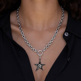 Black and White Diamond Cobblestone Star Pendant