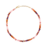 14K Sunset Mix Gemstone Knotted Necklace with Diamond Donut -15"