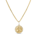 14k Gold and Diamond Guardian Angel Coin Pendant only or on 14k Franco Chain - 30"