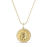 14k St. Christopher "Protect Us" Diamond Halo Medallions
