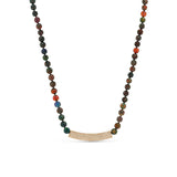 14k Black Ethiopian Opal Knotted Necklace with Diamond Bar Connector