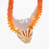 14k Fire Opal Heart Pendant on Ombre Fire Opal Necklace - One of a Kind
