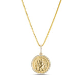 14k St. Christopher "Protect Us" Diamond Halo Medallions