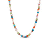 14k California Days Mix Gemstone Knotted Necklace with Diamond Rondelle - 17"