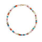 14k California Days Mix Gemstone Knotted Necklace with Diamond Rondelle - 17"