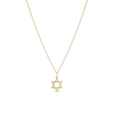 14k Gold 18mm Star of David Pendant on Link Chain Necklace