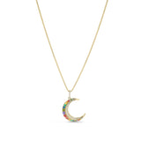 14k Rainbow Crescent Moon Pendant Only or on Franco Chain