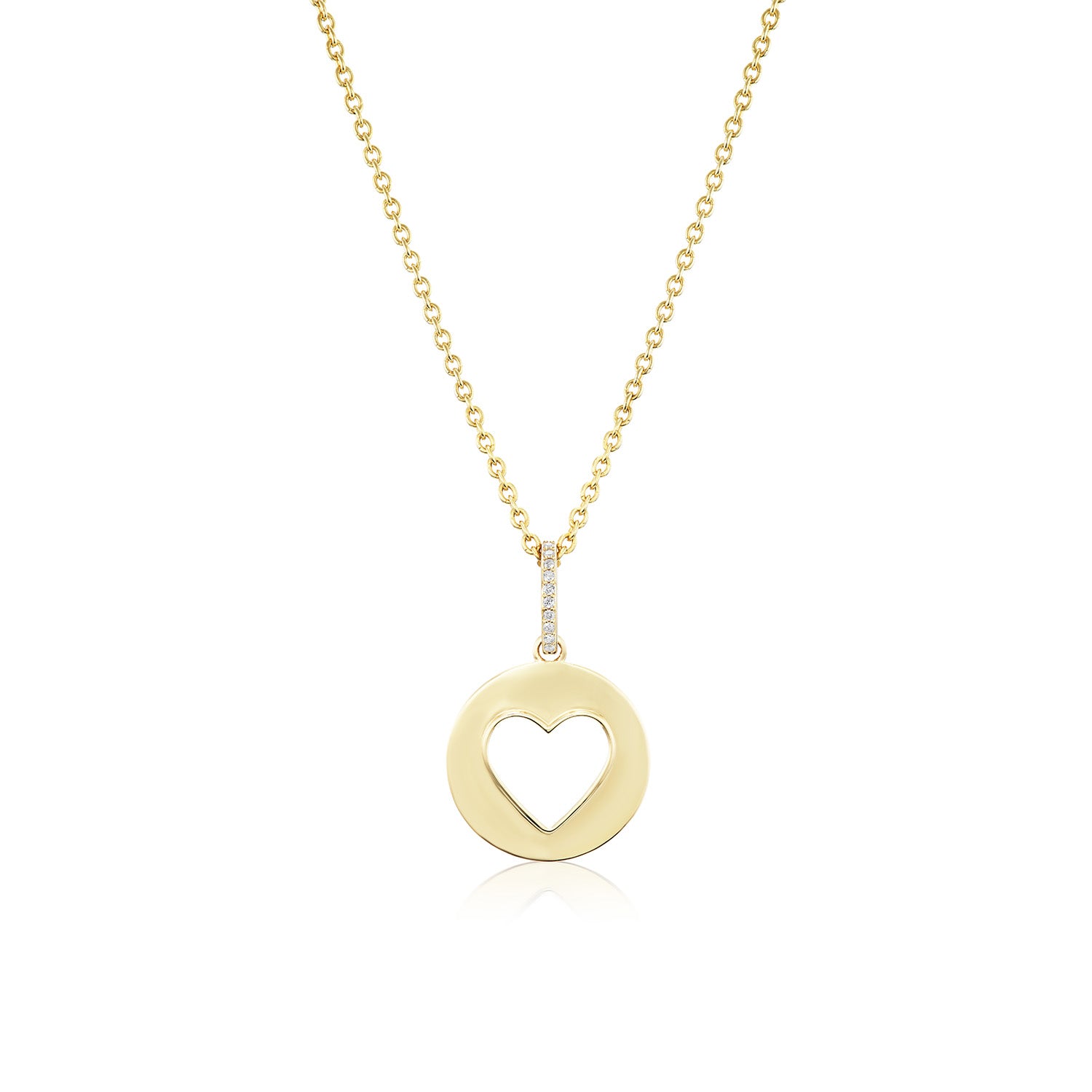 14k Open Heart Pendant Only or on Rolo Chain - 20"