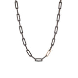 14k Black Diamond Link Necklace with 14k White Diamond Link - 18"