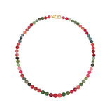 14k Mix Tourmaline Graduated Round Knotted Necklace - One of a Kind