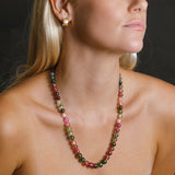 14k Mix Tourmaline Graduated Round Knotted Necklace - One of a Kind