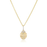 14k Love Bug with Pink Tourmaline & Diamond Pendant on Cable Chain Necklace - 18"