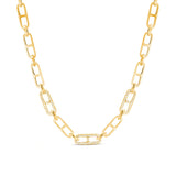 14K Three Paris H Diamond Link Necklace - 16" - 18 ¾"