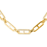 14K Three Paris H Diamond Link Necklace - 16" - 18 ¾"