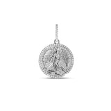 Silver St. Christopher "Protect Us" Medallion & Angel Pendant on Franco Chain - 28"