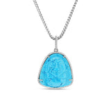 Turquoise Carved Sitting Buddha Diamond Pendant