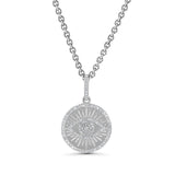 Silver and Diamond Evil Eye Pendant Medallion Only or on Cable Chain