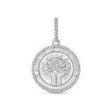 Diamond Lotus "Hold Us in Your Light" Medallion Pendant Only or on Franco Chain