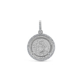 Silver St. Christopher "Protect Us" Diamond Halo Medallion Pendants & Necklaces