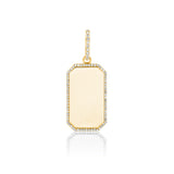 Custom Engravable 14K Dog Tag Pendant with Diamond Halo